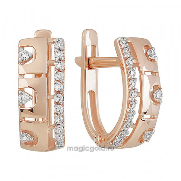 Золотые серьги с фианитом № 155917