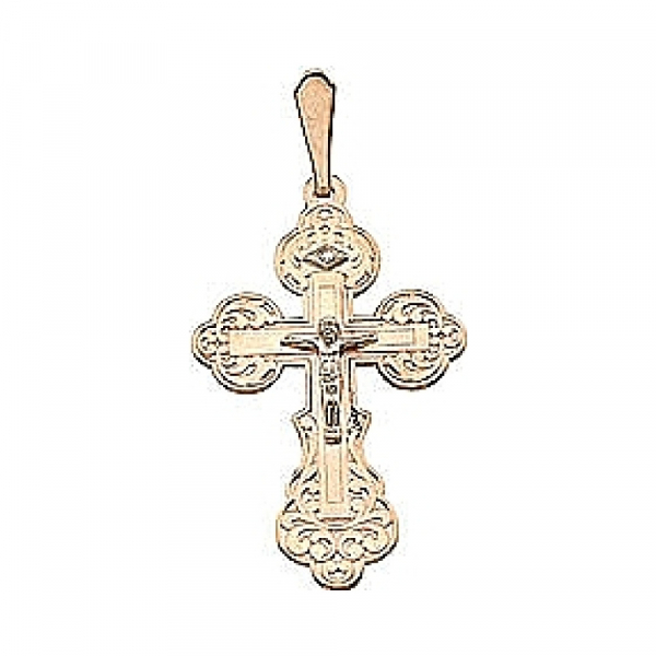 Крест с бриллиантом с ручной разгравировкой № 25022