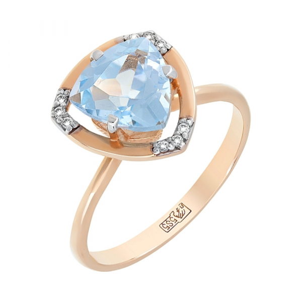 Золотое кольцо с топазом и фианитами № 78295