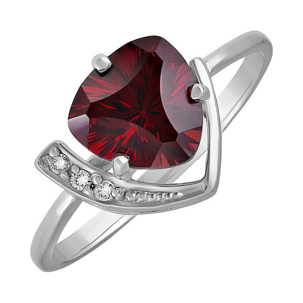 Серебряное кольцо с гранатом и фианитом № 134237
