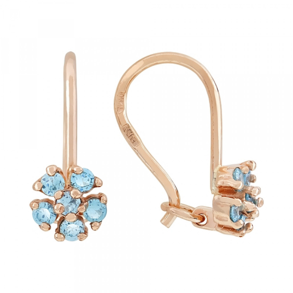 Золотые серьги с фианитом № 116743