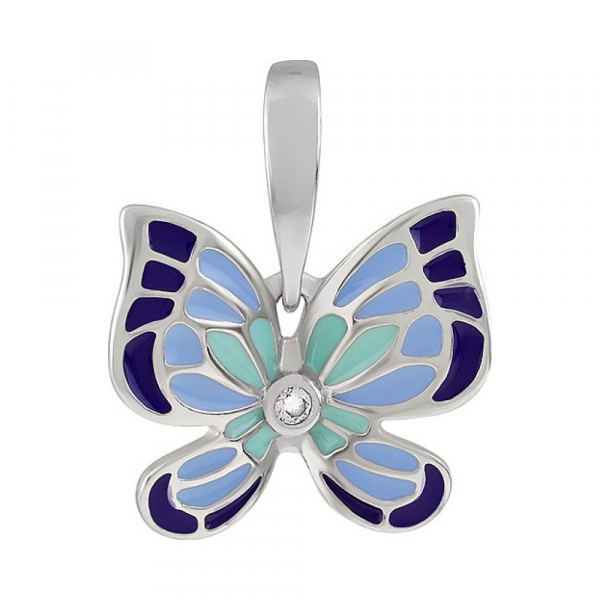 Серебряная подвеска с фианитом и эмалью № 134721