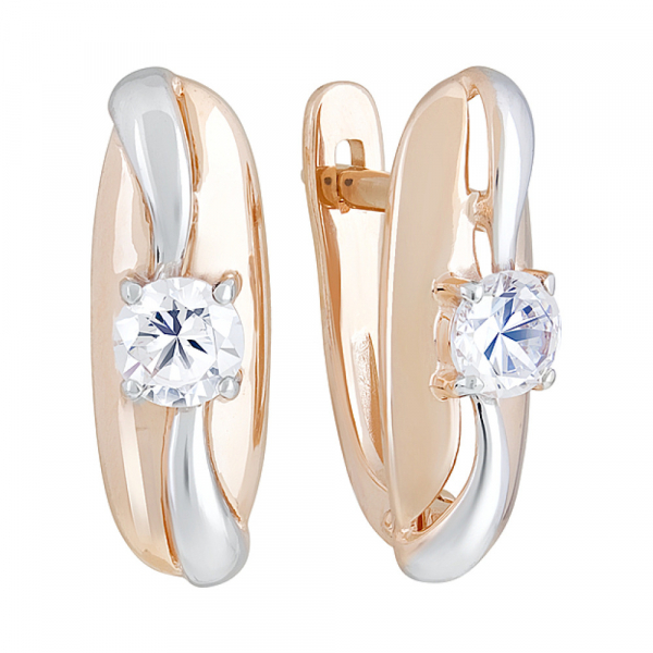 Золотые серьги с фианитом № 128011