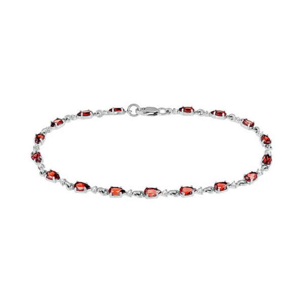 Серебряный браслет с гранатом и фианитом № 134128