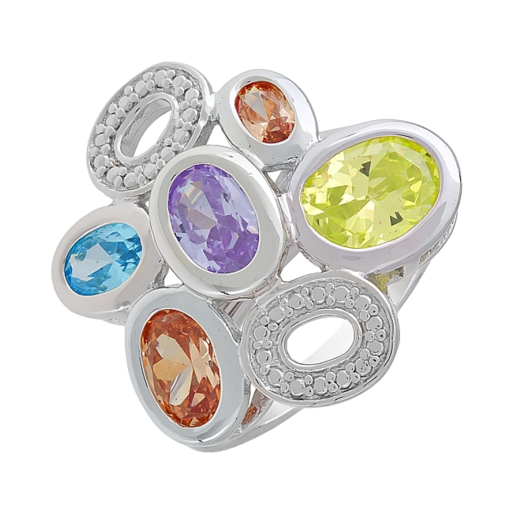 Серебряное кольцо с фианитом № 108589