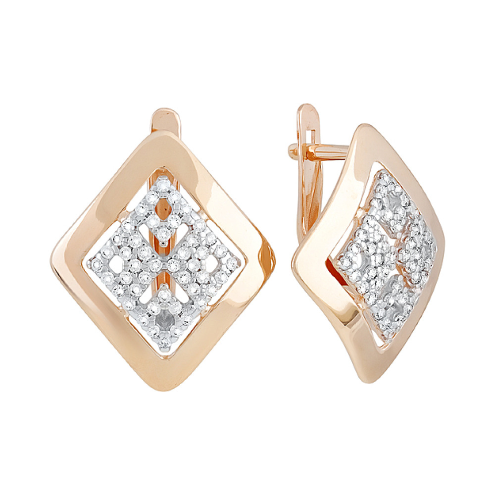 Золотые серьги с фианитом № 130096