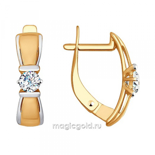 Золотые серьги с фианитом № 165748