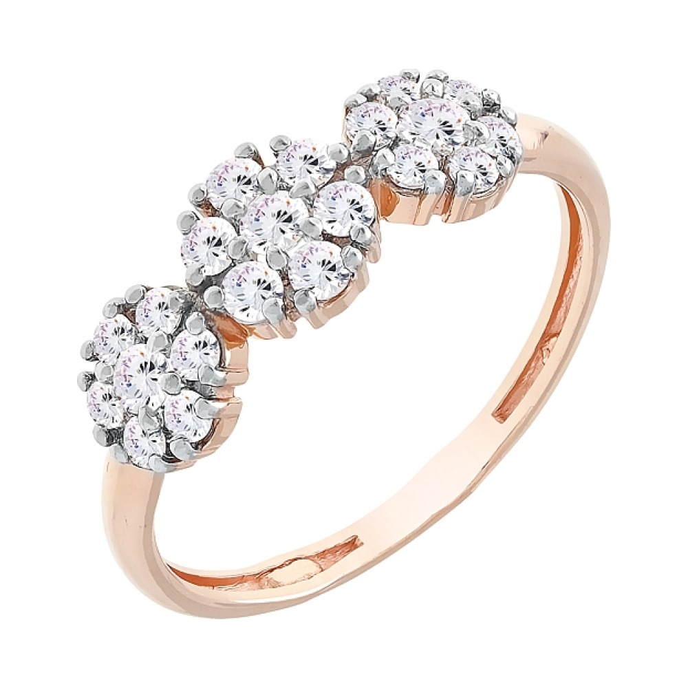 Золотое кольцо с фианитами № 112367