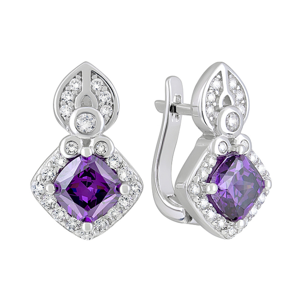 Серебряные серьги с фианитами № 127760