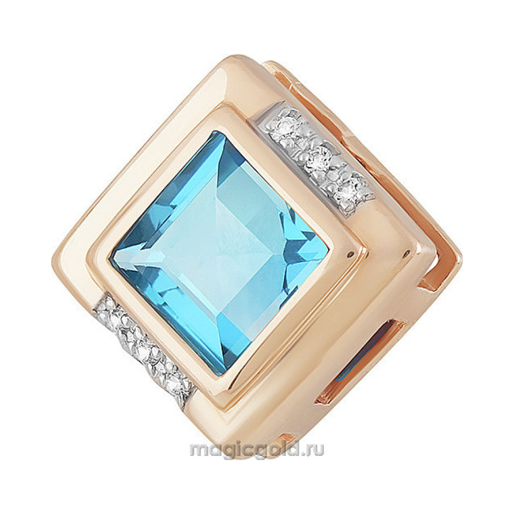 Золотая подвеска с топазом и фианитом № 160445