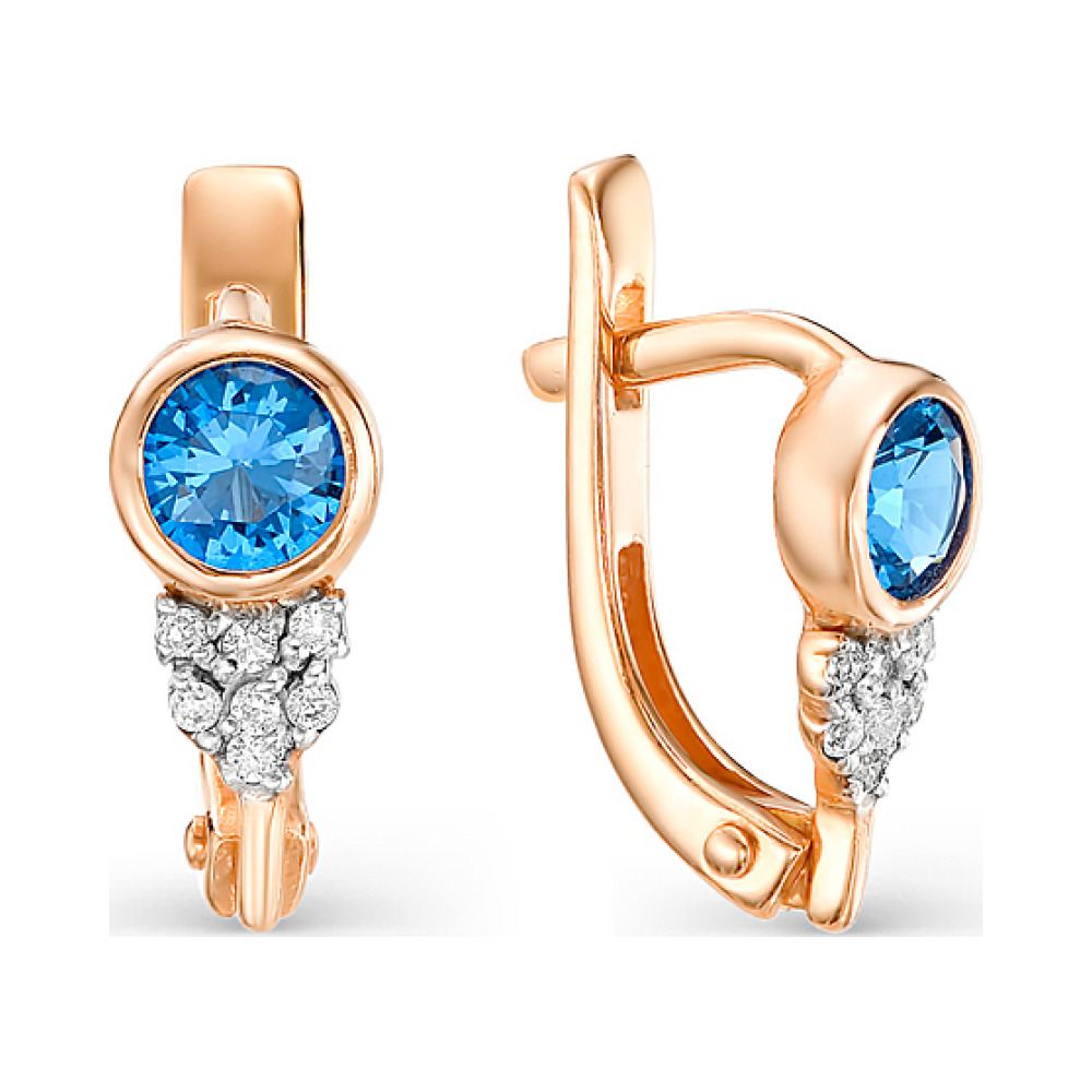 Золотые серьги с фианитом № 156395