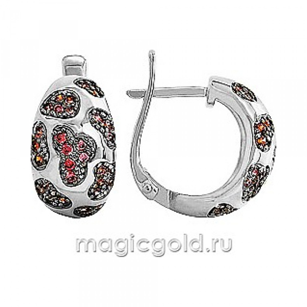 Серебряные серьги с фианитом № 103411