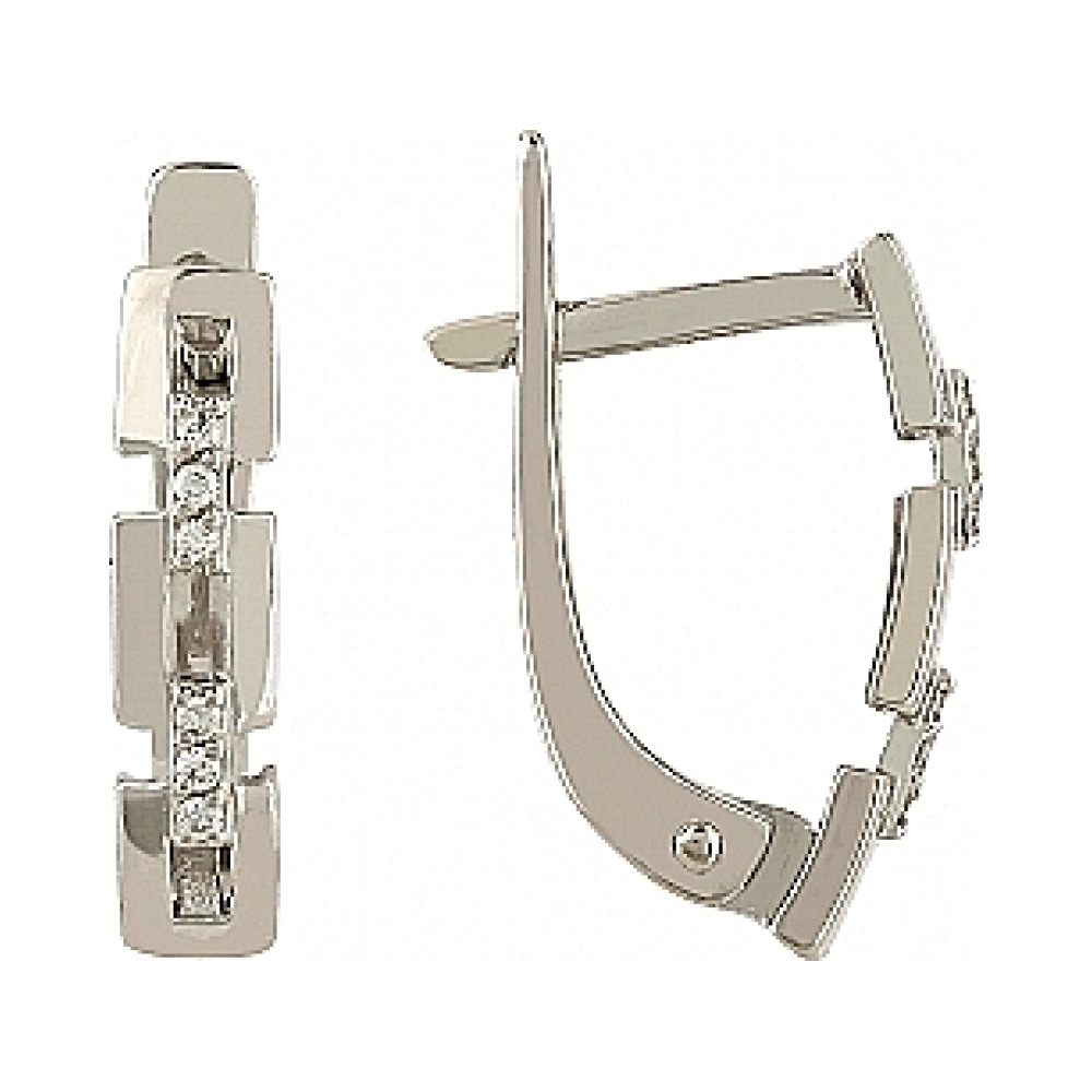 Золотые серьги с бриллиантом № 105811