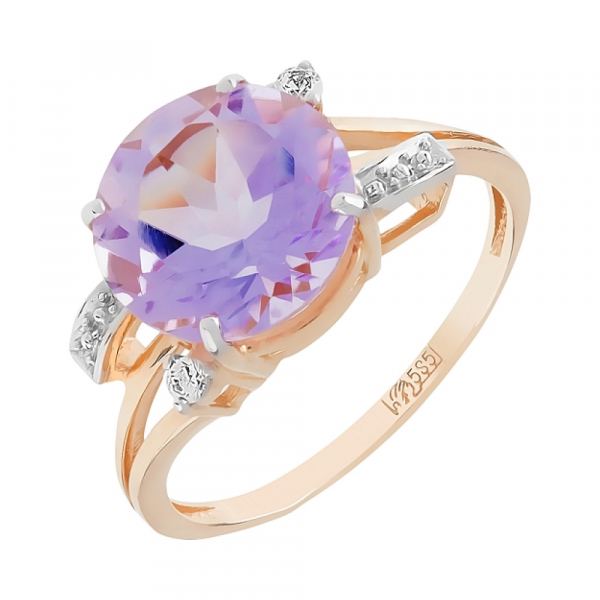 Кольцо с аметистом и фианитом № 96854