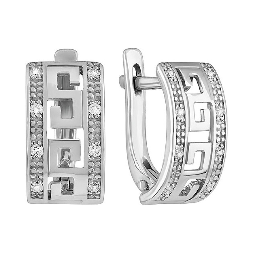 Серебряные серьги с фианитом № 134150