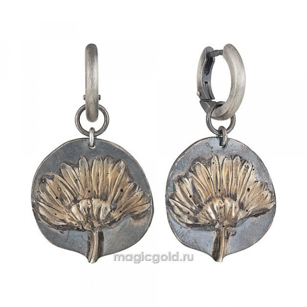 Серебряные серьги без камня с золотым покрытием № 160484