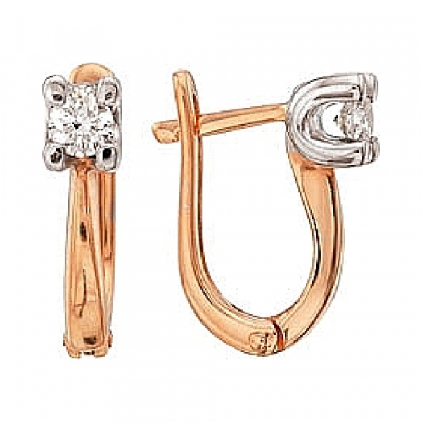 Золотые серьги с бриллиантом № 78489