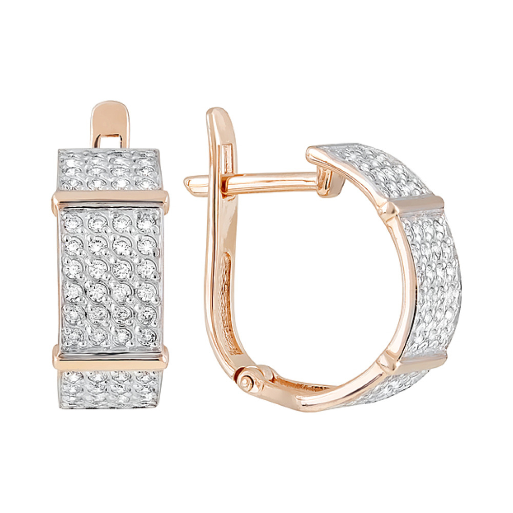 Золотые серьги с фианитом № 123652