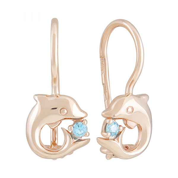 Золотые серьги с фианитами № 127368