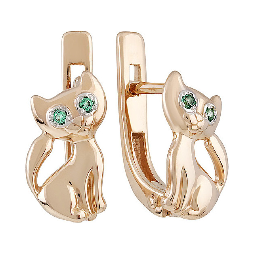 Золотые серьги с фианитом № 134593