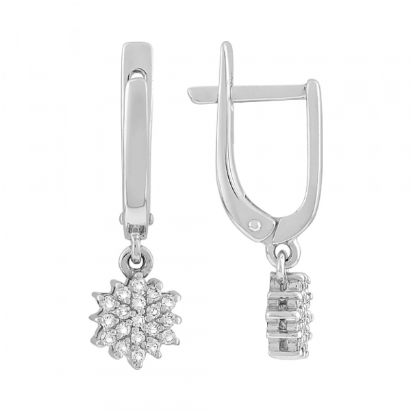 Золотые серьги с бриллиантом № 115651