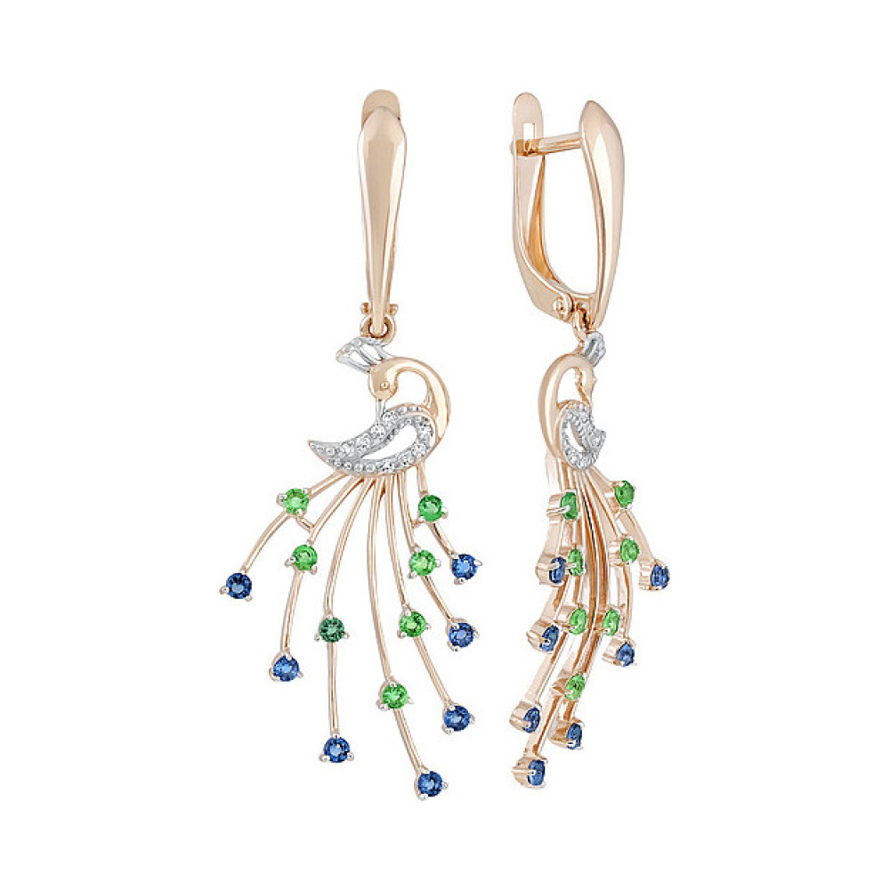 Золотые серьги с фианитом № 135201