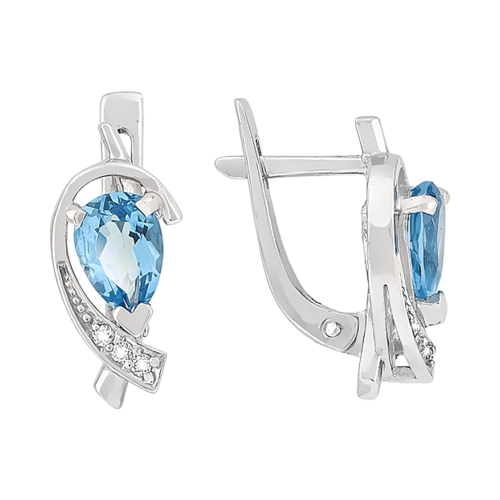 Серьги с топазом и фианитом № 83494