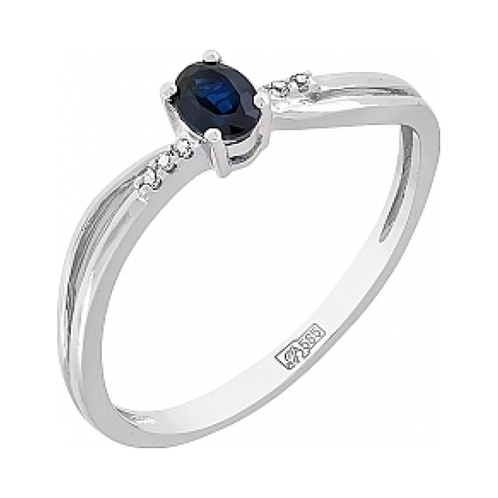 Кольцо с бриллиантом и сапфиром № 114538