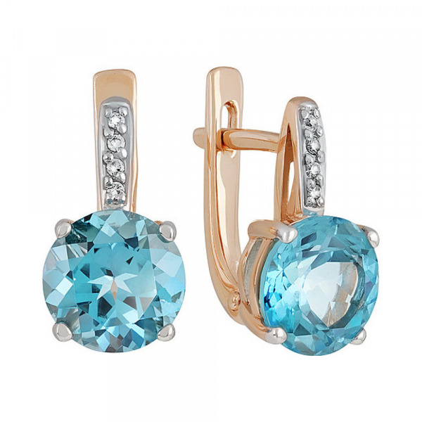 Золотые серьги с топазом и фианитом № 137547