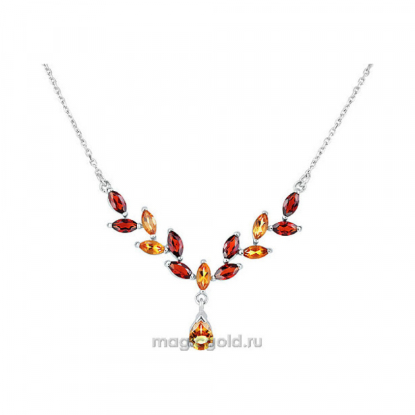 Серебряное колье с полудраг. вставками № 136560