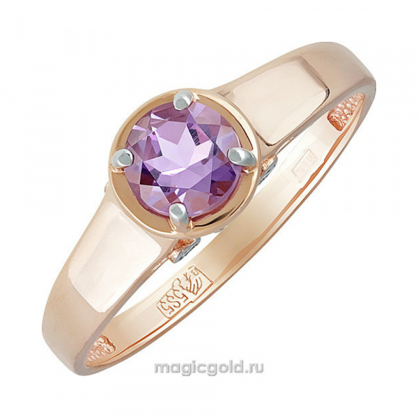 Золотое кольцо с аметистом и фианитом № 139167