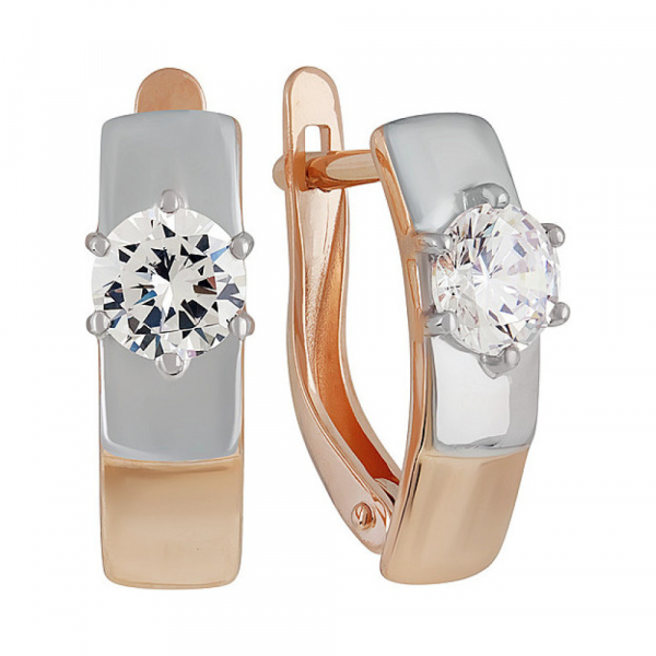 Золотые серьги с фианитом № 137923