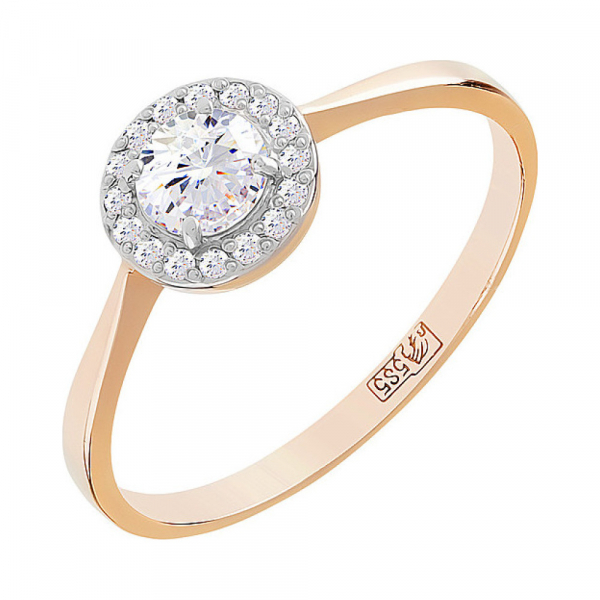 Золотое кольцо с бриллиантом № 118979