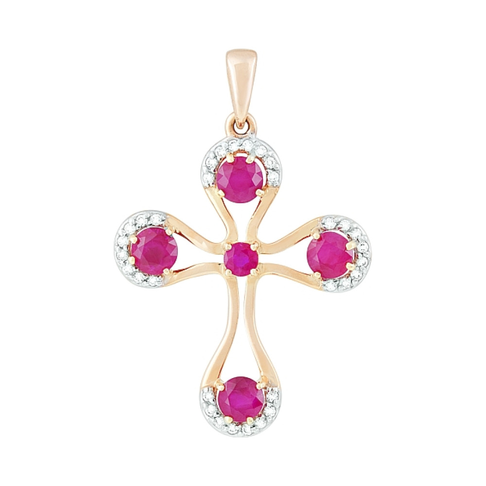 Подвеска с рубином и фианитом № 112189