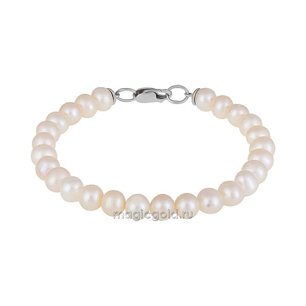 Серебряный браслет с жемчугом № 127900