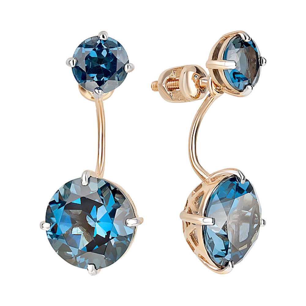 Золотые серьги с топазом № 124483