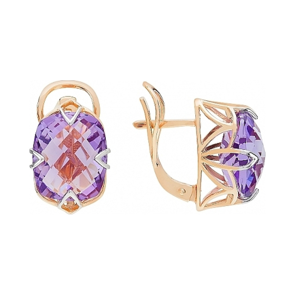 Золотые серьги с аметистом № 107752