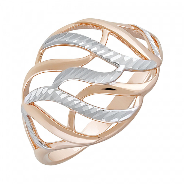 Золотое кольцо без камня с алмазкой № 127383