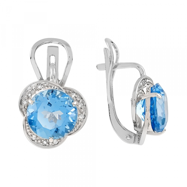 Золотые серьги с топазом и фианитом № 110855