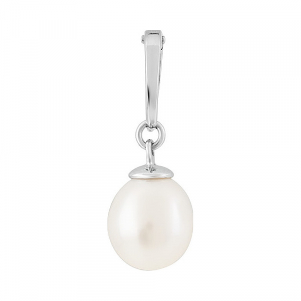 Серебряная подвеска с жемчугом и фианитом № 131623