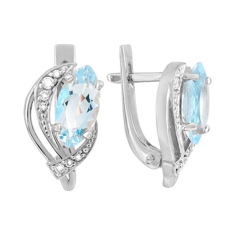 Золотые серьги с топазом и фианитом № 120764