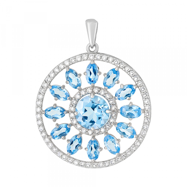 Серебряная подвеска с топазом и фианитом № 124699