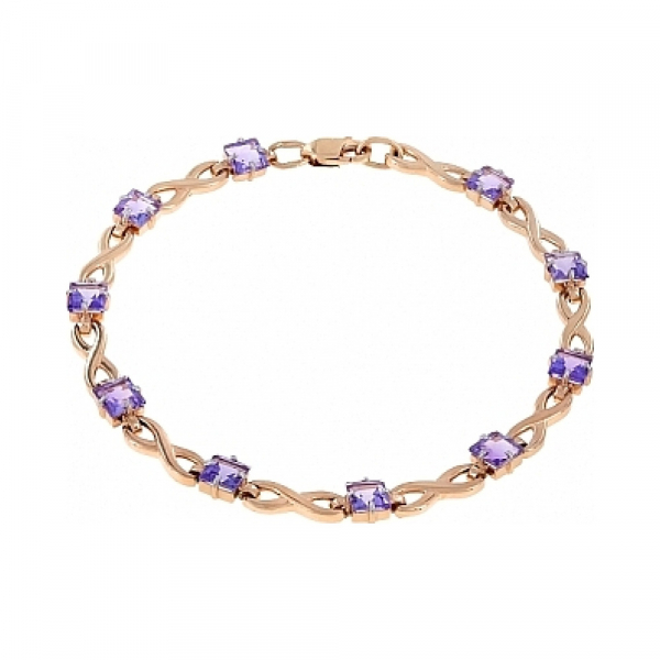 Золотой браслет с аметистом № 105798