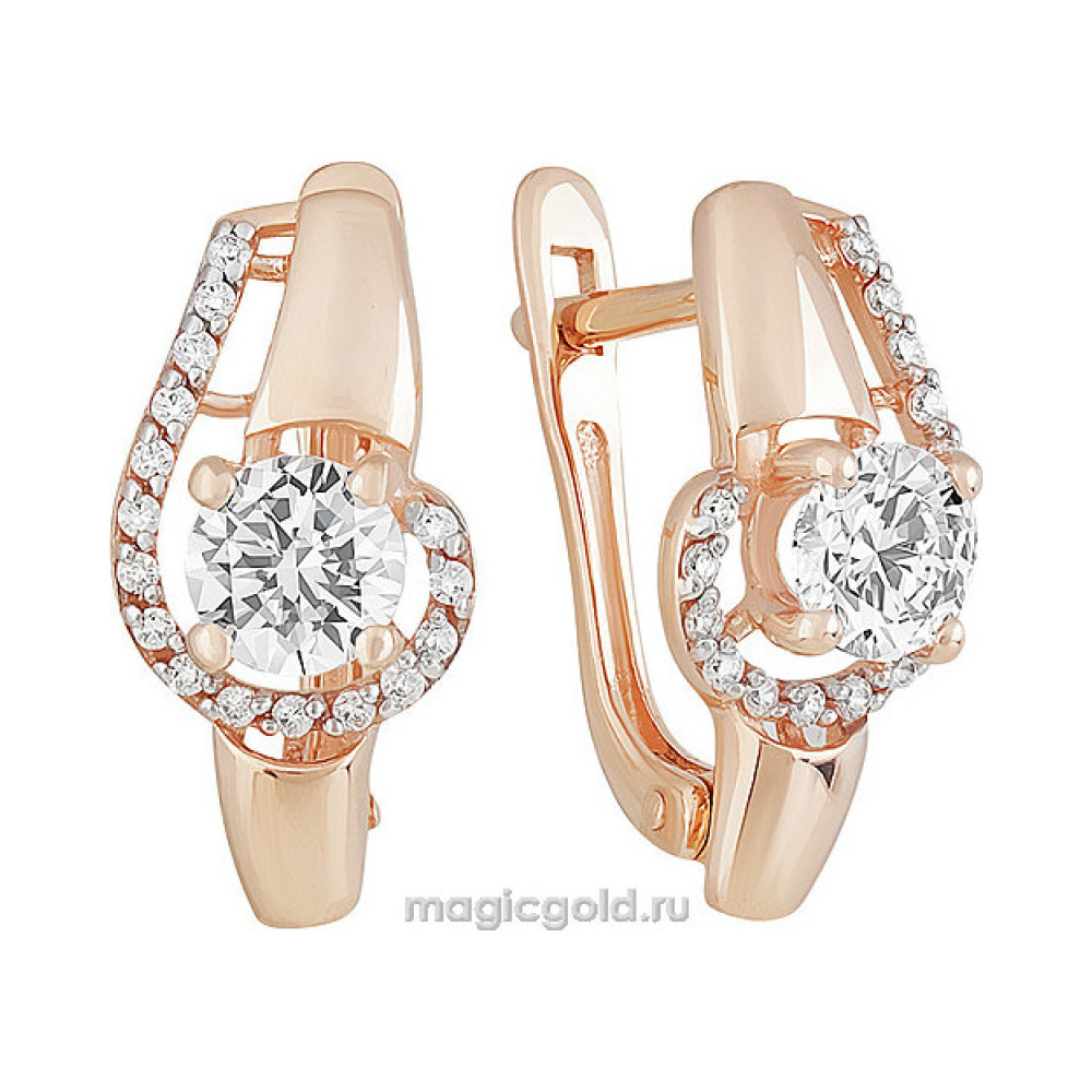 Золотые серьги с фианитом № 155912