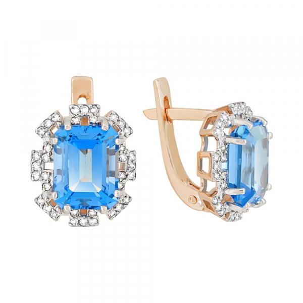Золотые серьги с топазом и фианитом № 118655