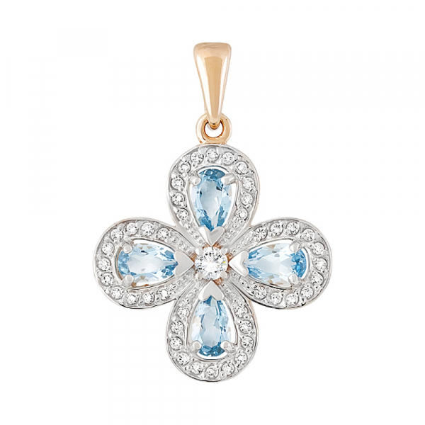 Золотая подвеска с топазом и фианитом № 128510