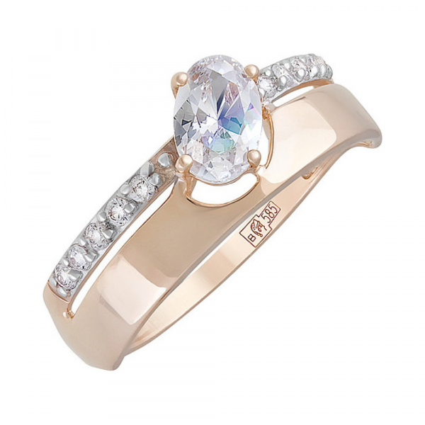 Золотое кольцо с фианитом № 127487