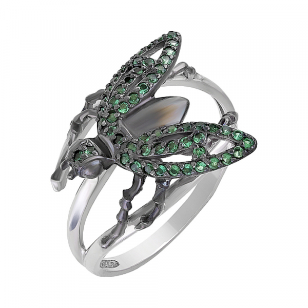 Серебряное кольцо с наношпинелью № 128043