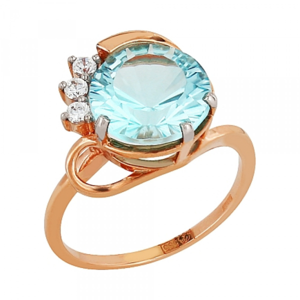 Золотое кольцо с топазом и фианитом № 96500