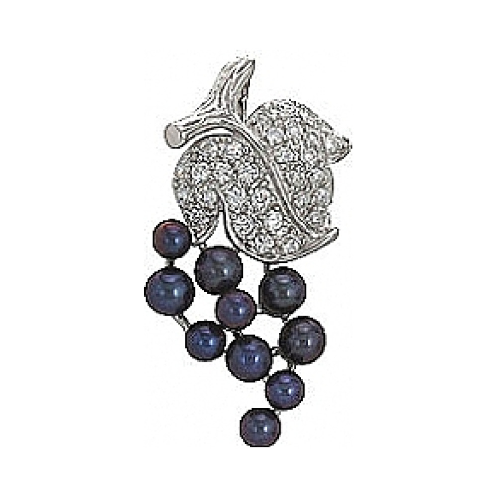 Серебряная подвеска c имитац. жемчуга и фианитом № 75108